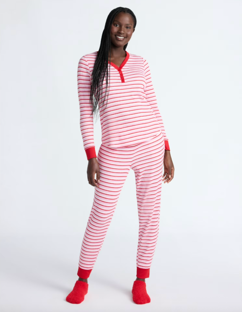 red and white striped pajamas
