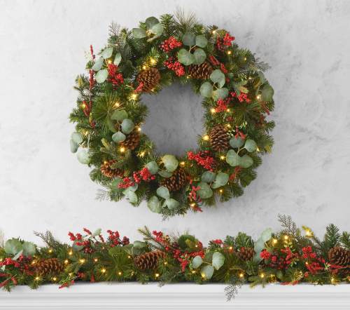 christmas wreath and garland