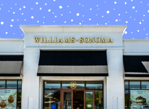 Williams Sonoma store with a periwinkle blue background
