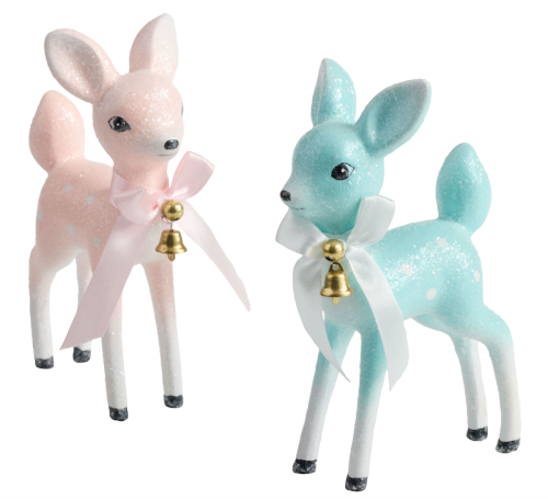 pink and blue reindeer decorations