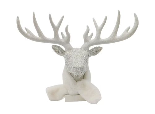 14" White Reindeer Head with Scarf Tabletop Décor by Ashland®