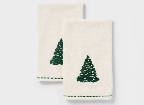 2pk Tree Christmas Hand Towels Cream - Threshold™