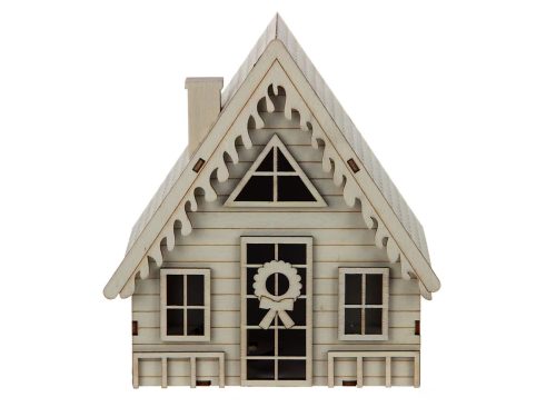 6" Unfinished Winter A-Frame House DIY LED Wood Décor by Make Market®