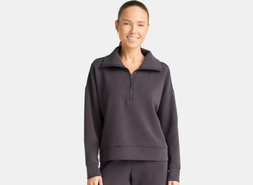 Avia Women's and Women's Plus ScubaKnit Quarter Zip Pullover