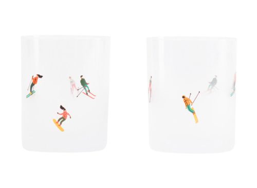 BALSAM AND FIR Set Of 2 Skiing Double Old-fashioned Glasses