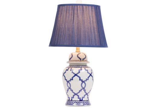 BROOKS BROTHERS 25in Ceramic Jar Lamp With Pleated Shade