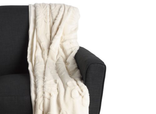CHELSEA & THEODORE Sculpted Flower Faux Fur Throw