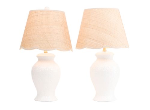 CRESTVIEW COLLECTION 2pk 20in Textured Ceramic Pot Table Lamps Set