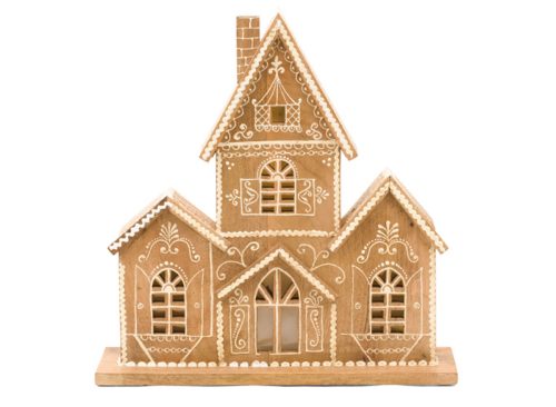 CUPCAKES AND CASHMERE Led Wooden Gingerbread House Decor