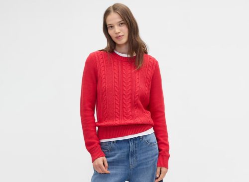 Cable-Knit Crewneck Sweater