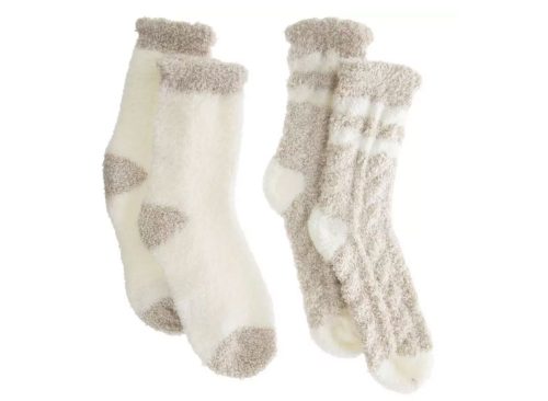 Cedarwood Threads Clothing Co. Tan & Ivory Fuzzy Crew Socks