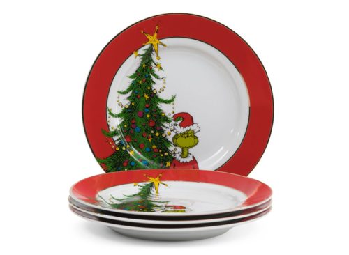 DISNEY Set Of 4 Santa Grinch Salad Plates