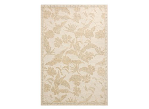 Dominique Ivory and Aqua Botanical Tufted Wool Area Rug