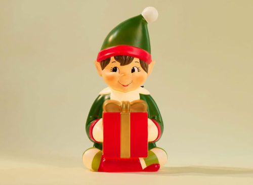 Elf with Gift Box Blow Mold