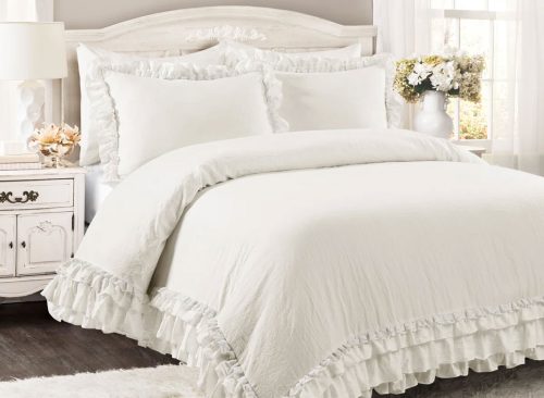 Ella Shabby Elegance Ruffle Lace Microfiber Comforter Set