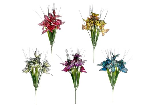 Floral Garden Assorted Faux Onion Grass with Butterflies