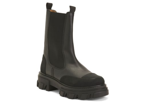 GANNI Made In Portugal Mid Cut Chelsea Booties With Cap Toe Detail