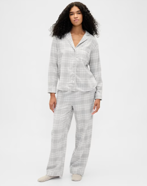 gray plaid flannel pajamas