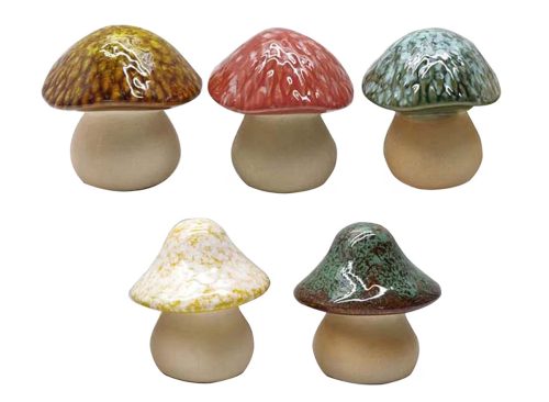 Garden Collection Glazed Ceramic Mushroom Decorations