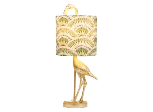 KARMA HOME 27in Gilded Heron Linen Shade Table Lamp