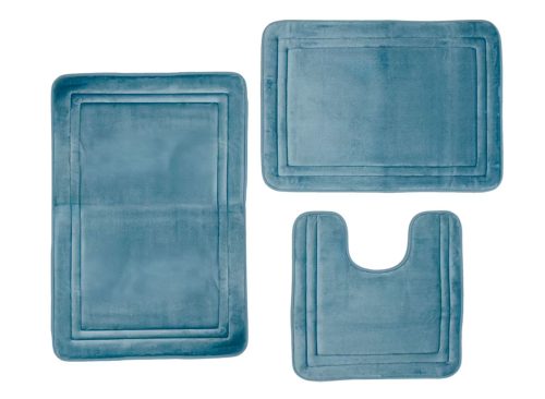 KIRKTON HOUSE 3 Piece Memory Foam Bath Mats, Blue