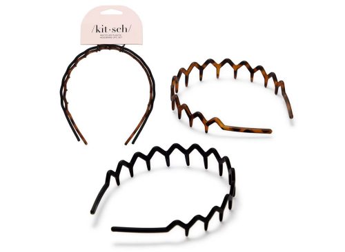 Kitsch Rabs Zig Zag Recycled Headband - Black/Tortoise - 2pk