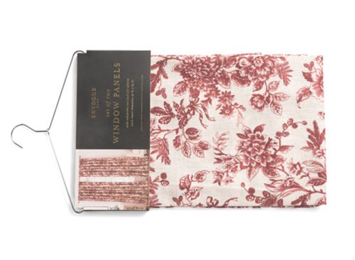 LAURA ASHLEY 37x84 Set Of 2 Holiday Birds Faux Linen Window Panels