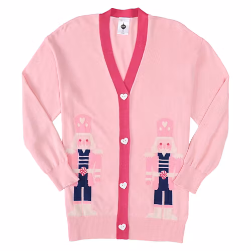 Ladies Holiday Cardigan Nutcracker