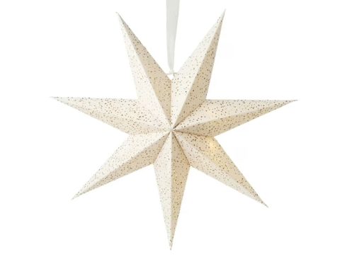Light-Up White Battery-Operated Flocked Star Christmas Hanging Decoration