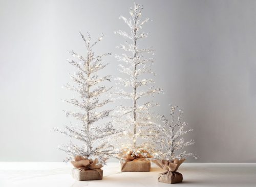 Lit Snowy Crystal Trees