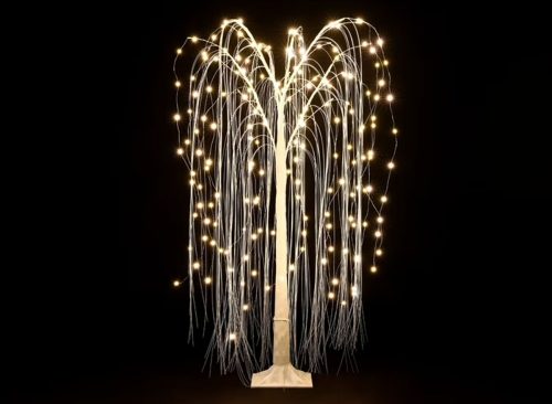 LuxenHome Pre-Lit 47.24" H White Willow LED Lighted Tree Decoration