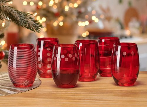 Mikasa Cheers Stemless Ruby Wine Glasses, Set of 6