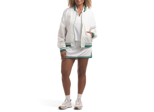 NANETTE LEPORE Ribbed Trim Woven Bomber With Polo And Skort Collection