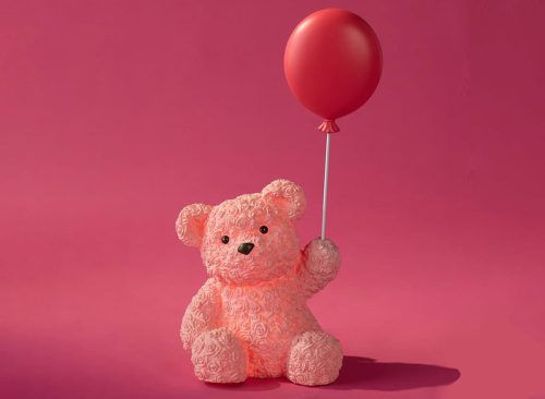 Rose Teddy Bear with Balloon Blow Mold