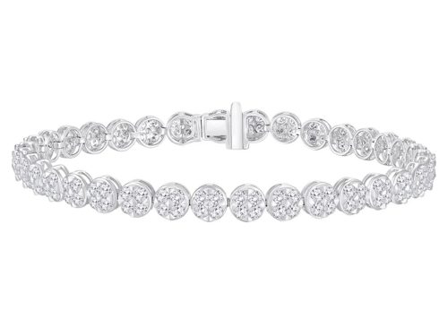 Round Brilliant 3.00 ctw VS2 Clarity, G Color Diamond Cluster 14kt White Gold Tennis Bracelet