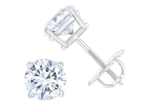 Round Brilliant 3.00 ctw VS2 Clarity, I Color Diamond Platinum Stud Earrings