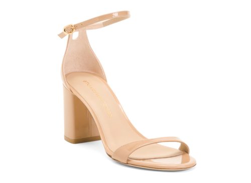 STUART WEITZMAN Made In Spain Patent Leather Nudist Block 75 Sandals