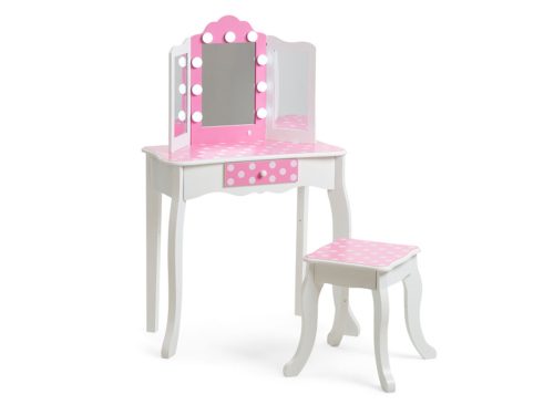 TEAMSON Polka Dot Print Gisele Play Vanity Set With Led Lights