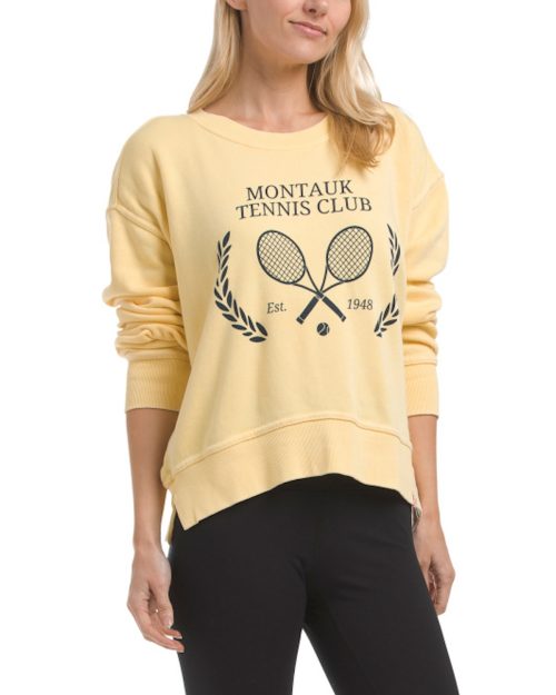 VINEYARD CREW Tennis Club Boxy Crew Neck Sweatshirt