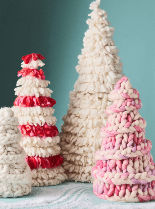 knit christmas trees