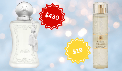 Parfums de Marly perfume Valaya and Bath & Bod Works fragrance Infinite Radiance
