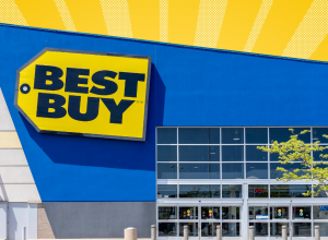 Best Buy store with a yellow background