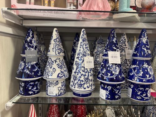 blue and white trees