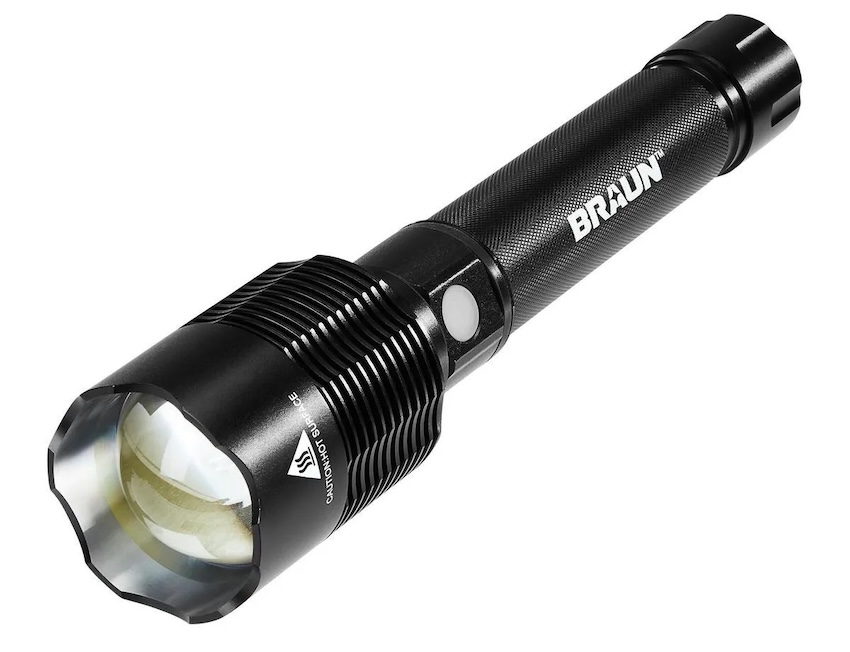 BRAUN 13,000 Lumen Rechargeable Waterproof Flashlight