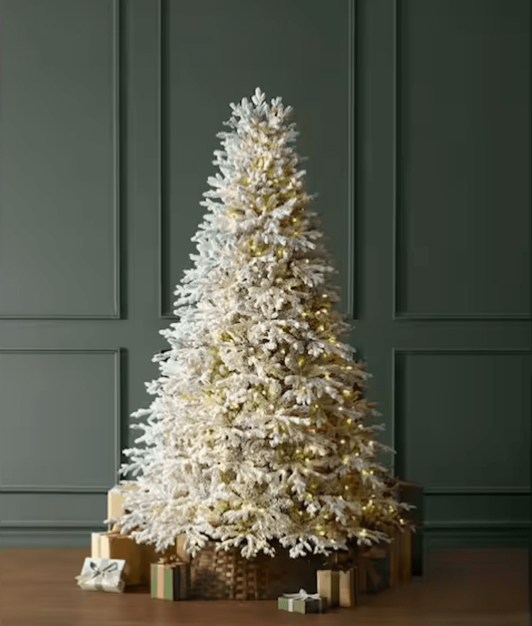 Breckenridge Twinkling Adaptive Lighting Downswept Fraser Fir Flocked LED Pre-Lit Christmas Tree