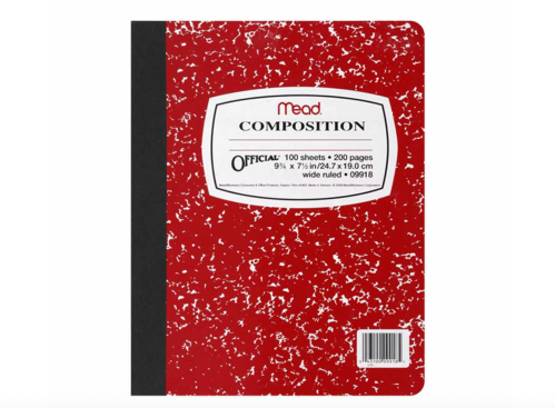 red composition notebook