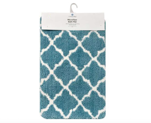 blue bath mat