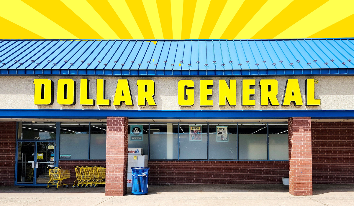 Dollar General store with a yellow background