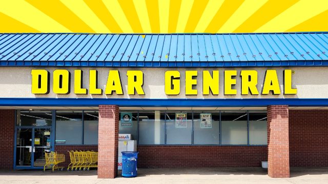 Dollar General store with a yellow background