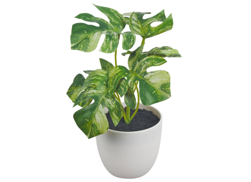 faux plant in white pot